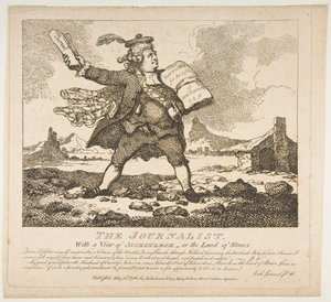 Az újságíró, kilátással Auchinleckre – avagy a kövek országára, festői szépségre..., 1786. május 15. alkotó: Thomas Rowlandson