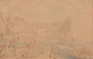 Egy hajó vízre bocsátása alkotó: Thomas Rowlandson