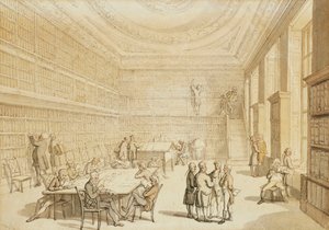 A Királyi Intézet könyvtára, Albemarle Street, alkotó: Thomas Rowlandson