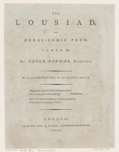 Pindar Péter Lousiadja, Frontispiece, 1787., 1787. alkotó: Thomas Rowlandson