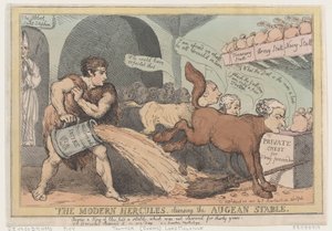 A modern Herkules, az Augeai istálló megtisztítása, 1805. április 23., 1805. április 23. alkotó: Thomas Rowlandson