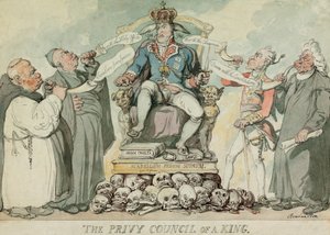 Egy király titkos tanácsa, kocsma. 1815 (kézzel színezett metszet) alkotó: Thomas Rowlandson