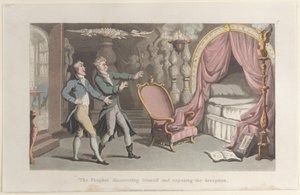 A próféta felfedezi önmagát és leleplezi a megtévesztést, a Journal of Sentimental T..., 1821-ből. alkotó: Thomas Rowlandson