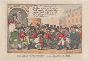 Út a preferenciához Clarke átjárón keresztül, 1809. március 5., 1809. március 5. alkotó: Thomas Rowlandson
