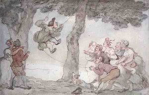 The Swing (tinta, akvarell és ceruza papíron) alkotó: Thomas Rowlandson