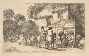 The Three Horseshoes, egy út menti fogadó, 1787. december 18. alkotó: Thomas Rowlandson