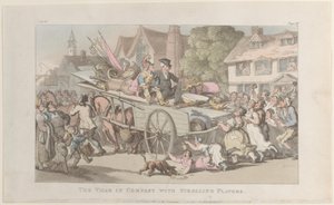 A vikárius a Strolling Players társaságában, a The Vicar of Wakefieldből, 1817. május 1., ..., május 1. alkotó: Thomas Rowlandson