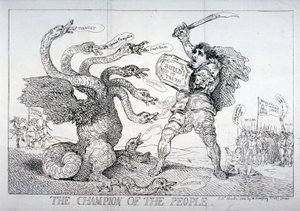 „A nép bajnoka”, 1784. alkotó: Thomas Rowlandson