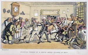 Az orvos egy bisztróban, ahol verekedés tör ki - a „Doktor Syntax három körútján: a festői vigasz és felesége keresésében” William Combe, ill. Rowlandson alkotó: Thomas Rowlandson