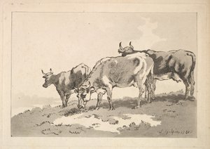 Három tehén áll egy mező gerincén, 1784-87. alkotó: Thomas Rowlandson