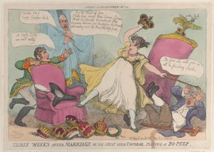 Három héttel a házasságkötés után, avagy a nagy kis császár játszik a Bo-Peepben, 1810. május 15..., május 15. alkotó: Thomas Rowlandson