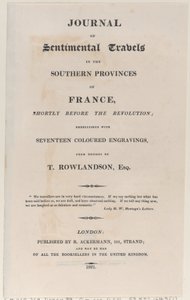 Címlap, a Journal of Sentimental Travels in the Southern Provinces of France, Shor..., 1821-ből. alkotó: Thomas Rowlandson