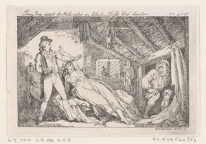Tom Jones felfedezi a filozófust a Black Molls Bedchamber-ben, The History of Tom Jones, a ..., 1792. alkotó: Thomas Rowlandson