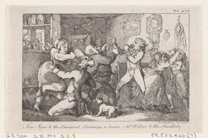 Tom Jones és a földesúr, Partridge és Susan, Mrs. Waters és a háziasszony, A történelemből..., 1792. alkotó: Thomas Rowlandson