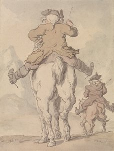 Két lovas férfi hátulról nézve alkotó: Thomas Rowlandson