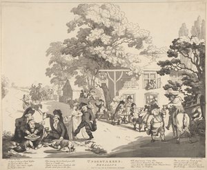 A temetkezési vállalkozók szórakoztatják a vendégeket alkotó: Thomas Rowlandson
