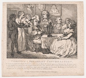 Veronica, egy reggeli beszélgetés Boswell festői szépségei, Part the Firs..., 1786. május 30. alkotó: Thomas Rowlandson