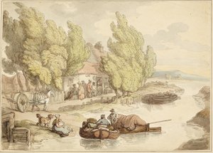 Falu a folyón alkotó: Thomas Rowlandson