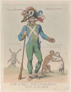 Éljen a király! Éljen a császár. Éljen az ördög., 1815. április 12., 1815. április 12. alkotó: Thomas Rowlandson