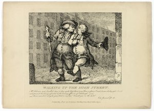 Séta a High Street-en, Boswell Hebridák körútja című művéből alkotó: Thomas Rowlandson