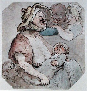 Nedves nővér megszakítva (akvarell papíron) alkotó: Thomas Rowlandson