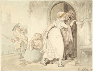 Fiatal nő a templom ajtajánál vagy a gyónásnál alkotó: Thomas Rowlandson