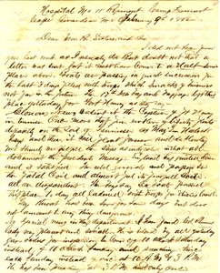Levél aláírva T.S. Hawley, Kórház 11. Missouri Gyalogsága, Camp Fremont, Girardeau -fok, a családnak, 1862. február 9. alkotó: Thomas S. Hawley