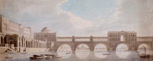 A Temze folyón átívelő híd terve a Somerset House-ban