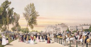 Hyde Park, Grosvenor Gate közelében, a „London As It Is”-ből, gravírozott és kocsma. a művész alkotása, 1842 alkotó: Thomas Shotter Boys