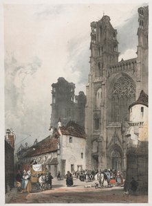 Festői építészet Párizsban, Gentben, Antwerpenben, Rouenben: Laon, Franciaország, 1839. alkotó: Thomas Shotter Boys