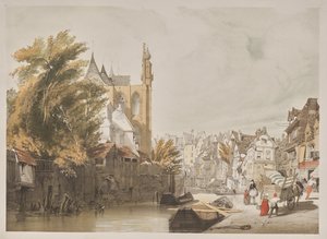 Festői építészet Párizsban, Gentben, Antwerpenben, Rouenben: Rue du Rivage, Abbeville, Franciaország alkotó: Thomas Shotter Boys