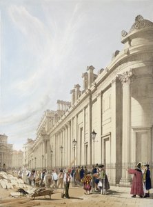 A Bank of England a Mansion House felé tekintve, „London As It Is”-ből, a művész által metszett és kiadott, 1842 alkotó: Thomas Shotter Boys