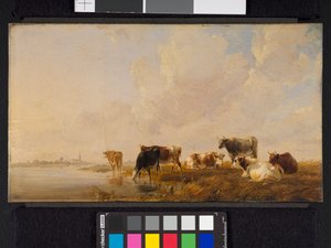 Szarvasmarhák a folyó mellett, 1835 alkotó: Thomas Sidney Cooper
