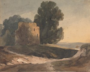 Táj romos várral, fákkal alkotó: Thomas Sully