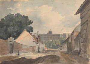 Utcai jelenet, épületekkel szegélyezve alkotó: Thomas Sully