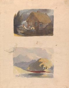 Két rajz egy lapon: Ház figurákkal elöl (15. sz.); Táj folyóval és hegyekkel – Napfény (16. sz.) alkotó: Thomas Sully