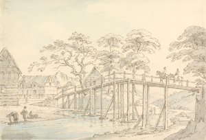 Híd a Severn felett Newtownban, felnézve a folyóra