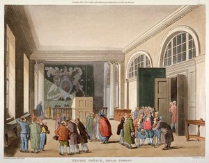 A jövedéki hivatal belseje, Old Broad Street, City of London, 1810