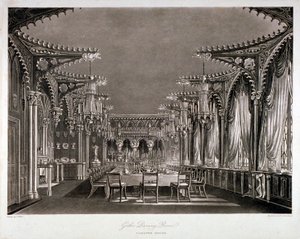 A gótikus étkező belső képe a Carlton House-ban, Westminster, London, 1819 alkotó: Thomas Sutherland