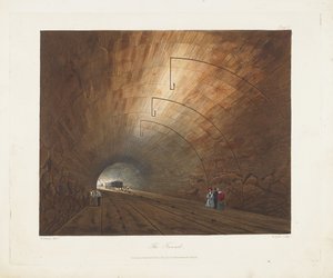 Az alagút. Színes nézetek a liverpooli és manchesteri vasútról, 1831 alkotó: Thomas Talbot Bury