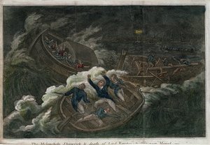 A melankolikus hajótörés és Lord Royston halála. Litográfia (17,5 x 25,8 cm), londoni (Anglia) kiadás, Thomas Tegg (1808). Angol művészet alkotó: Thomas Tegg