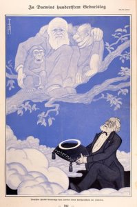 1909-es karikatúra Darwin, Majmok, Haeckel