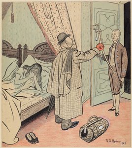A tartalékos hazatérése; Simplicissimus I/32, 1896 alkotó: Thomas Theodor Heine