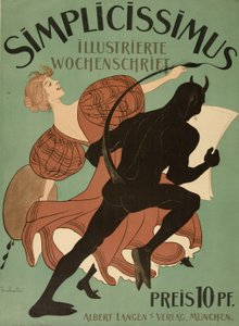 Első borító a "Simplicissimus Illustrated Weekly", pub. 1896 (színes litó)