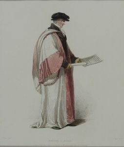 Doctor of Music, metszett J. Agar, megjelent R. Ackermann „History of Oxford” című művében, 1813 (kézzel színezett metszet)