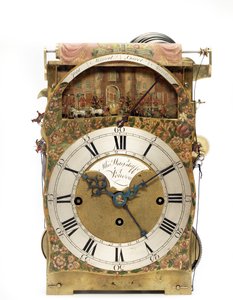 George III. zöld és aranyozott zenei automata asztali óra részlete, amely a Lord Mayor
