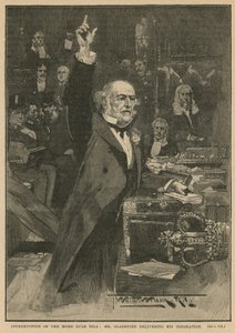 A Home Rule Bill bemutatása – Gladstone úr előadásában alkotó: Thomas Walter Wilson