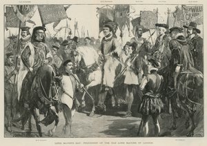 Főpolgármester napja: London régi lordpolgármestereinek felvonulása (litográfia) alkotó: Thomas Walter Wilson