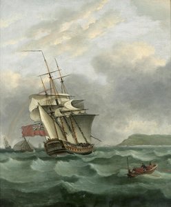HMS Winterton Dover felé közeledve, Thomas Whitcombe alkotó: Thomas Whitcombe