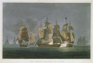 The Action Renewed by Night, Madagaszkár mellett, 1811. május 20., J. Bailey vésette J. Ralfe „The Naval Chronology of Great Britain” című művéhez, 1820-ban.